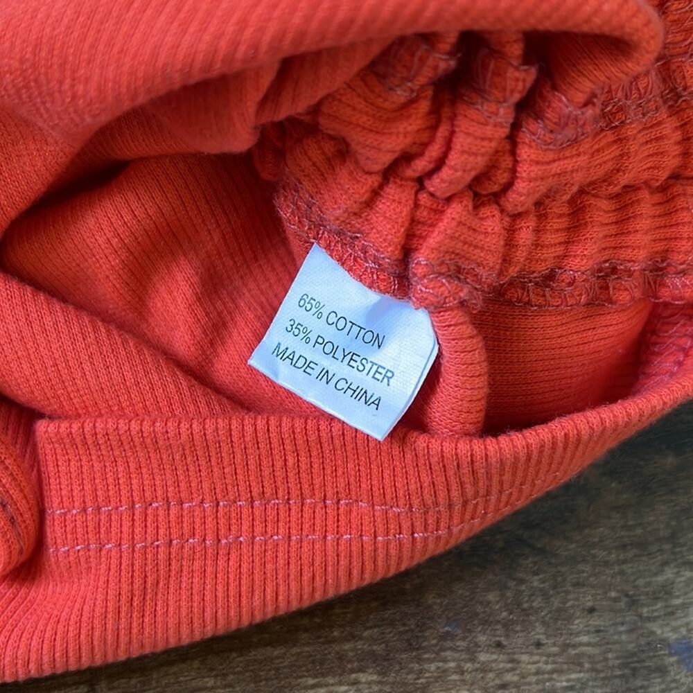 Orange Ribbed Form Fitting Tank With Drawstring Sides - Picture 6 of 10